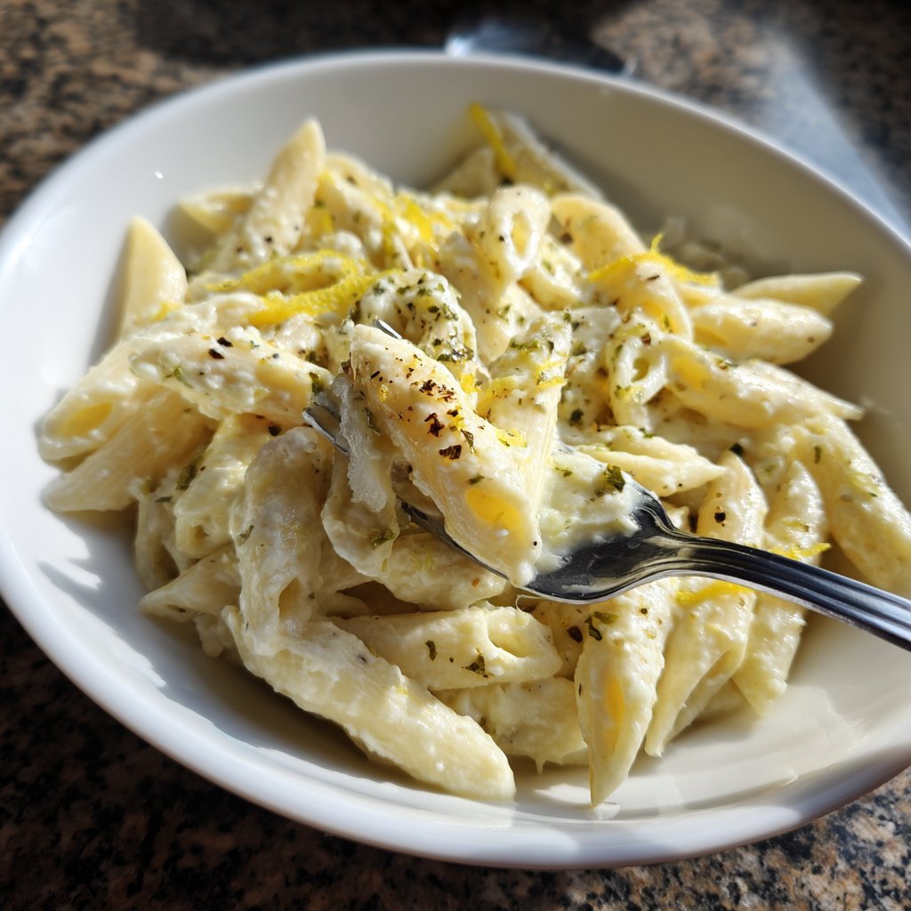 Penne mit Ricotta und Zitrone