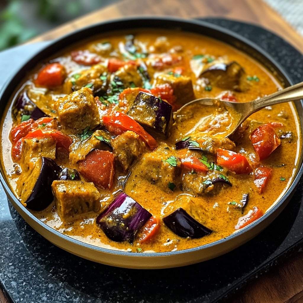 Curry mit Aubergine und Tomaten