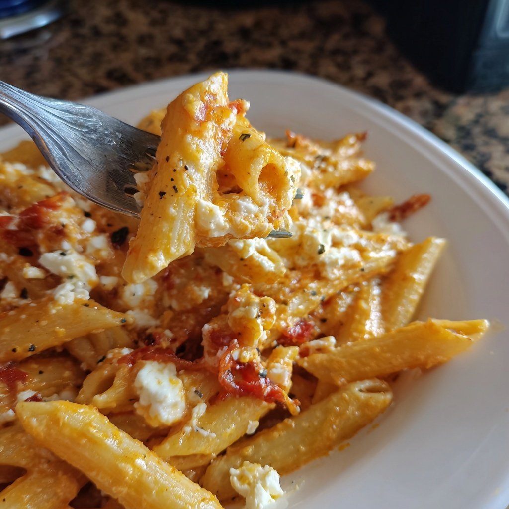 Penne mit Paprika und Feta
