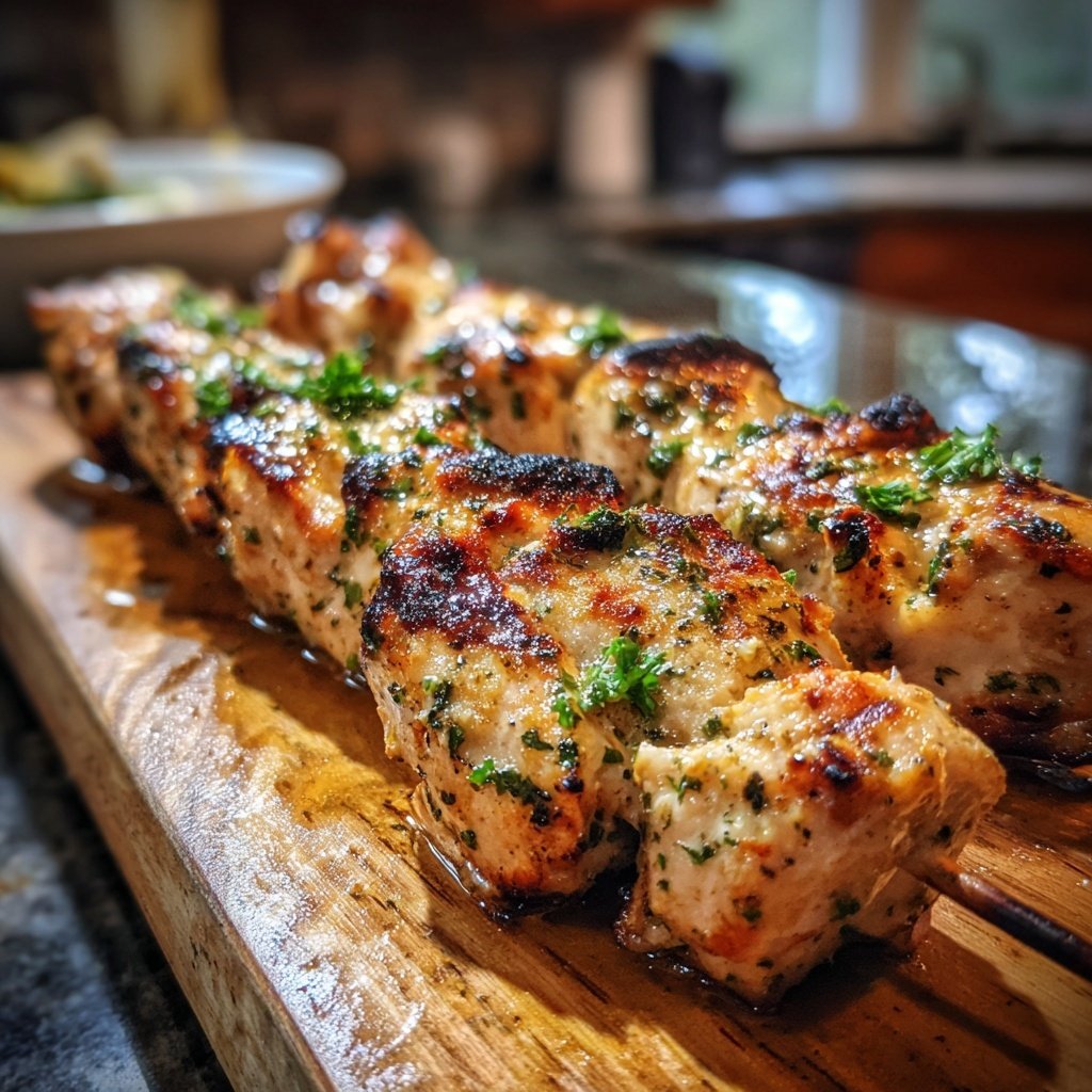 Gegrillte Hähnchenspieße Mit Zitronen Marinade