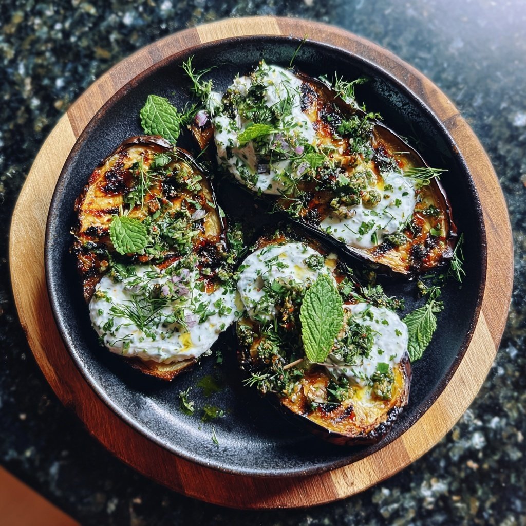 Gegrillte Auberginen Mit Kräuterquark