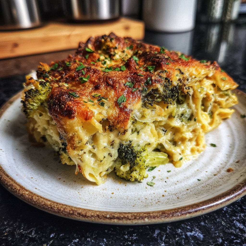 Vegetarischer Nudelauflauf mit Brokkoli
